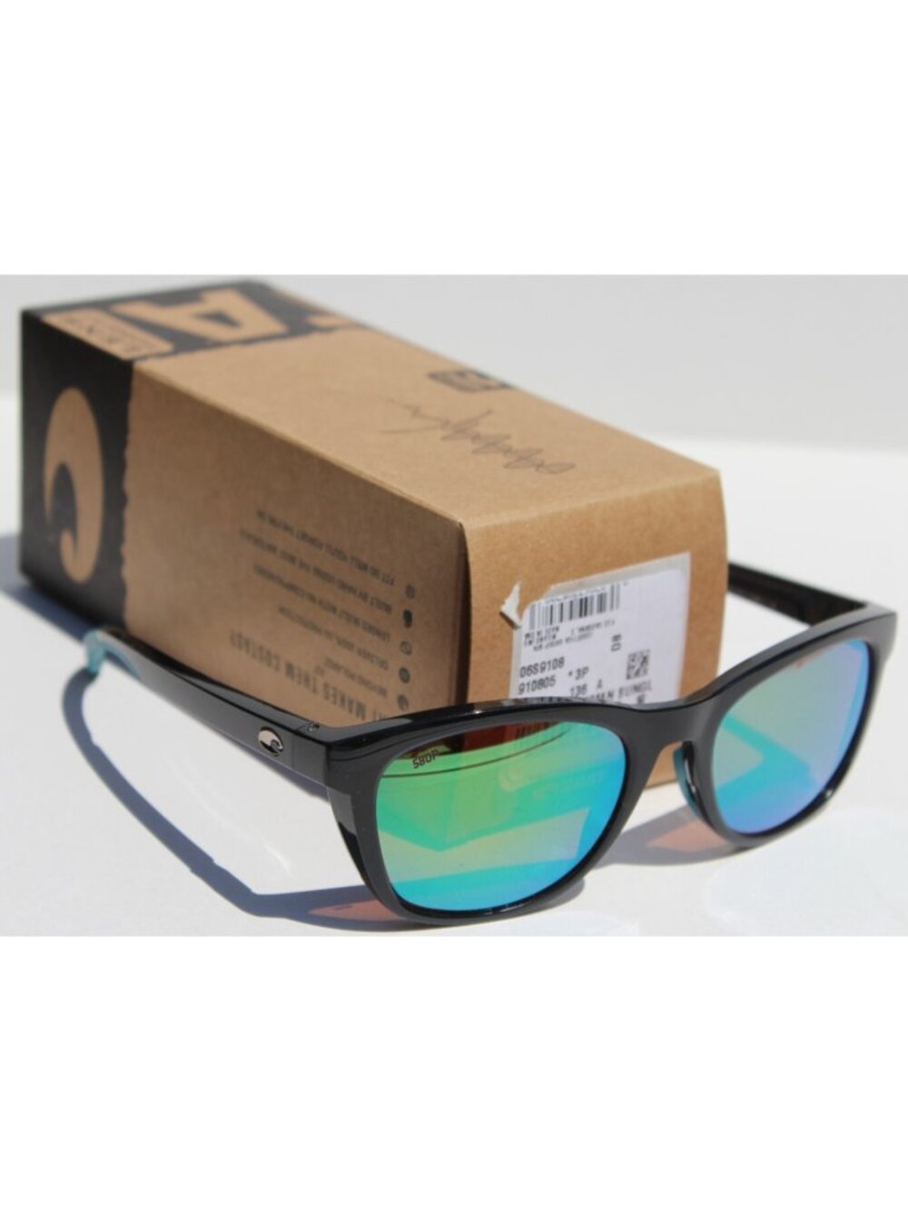 COSTA DEL MAR Aleta POLARIZED 580P Sunglasses Black/Green Mirror NEW